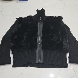 Jennyfer J Black Genuine  Fur Turtleneck Sweater Sz 3X Gentle Used